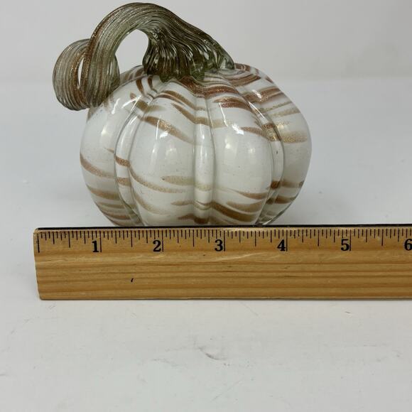 Pier 1 Glass Pumpkin Murano Style Lily Cottagecore Halloween Fall Autumn Home - Picture 5 of 9